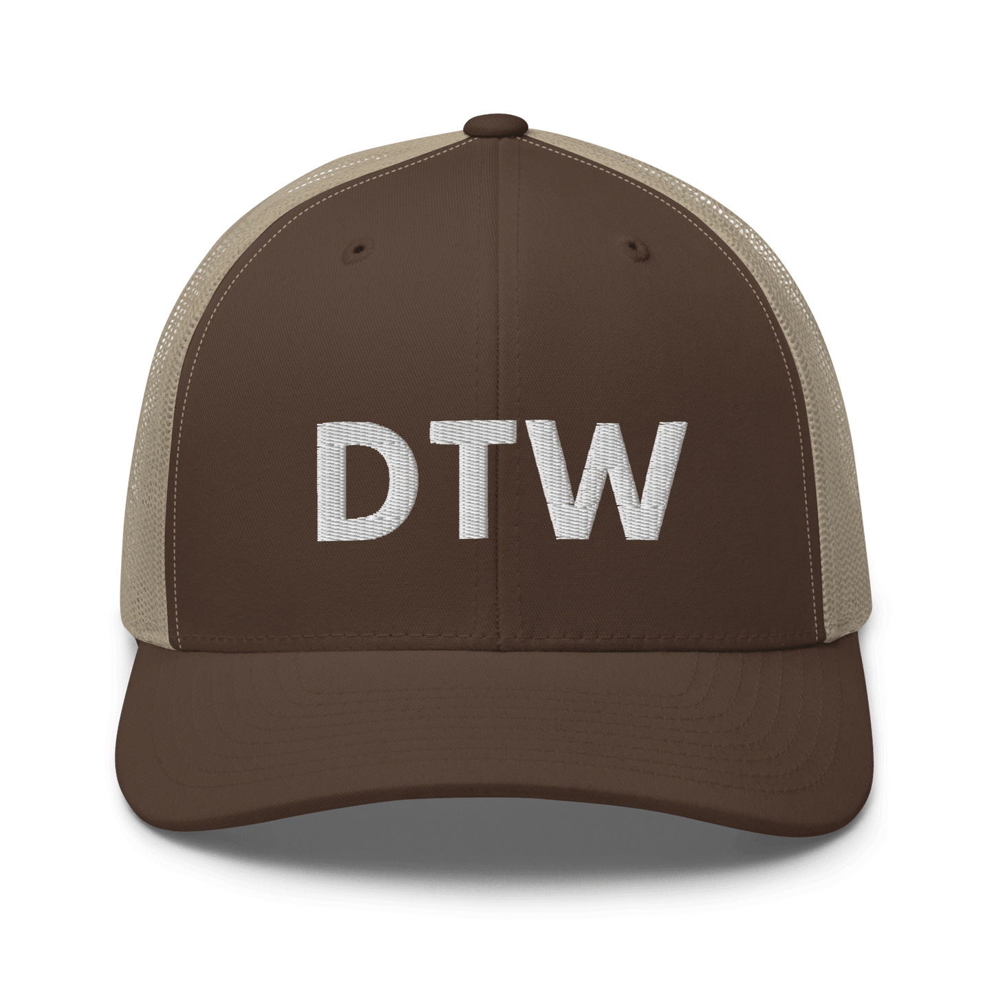 Detroit 'DTW' Trucker Hat | White/Black Embroidery - Circumspice Michigan