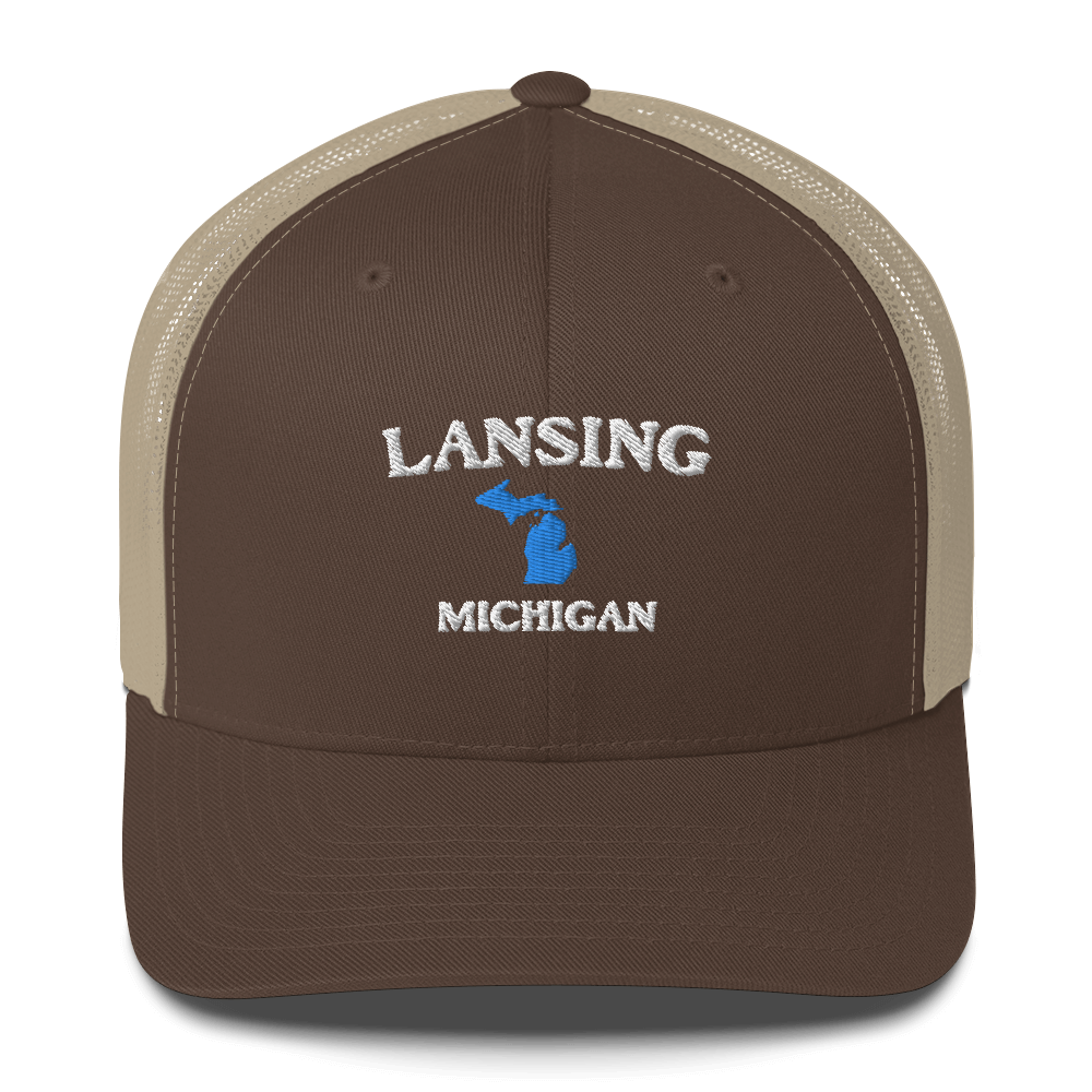 'Lansing Michigan' Trucker Hat (w/ Michigan Outline)