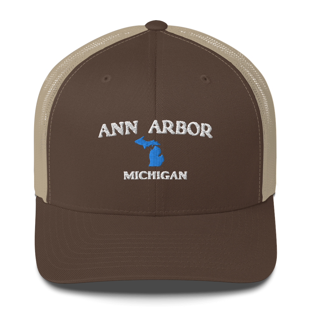 'Ann Arbor Michigan' Trucker Hat (w/ Michigan Outline)