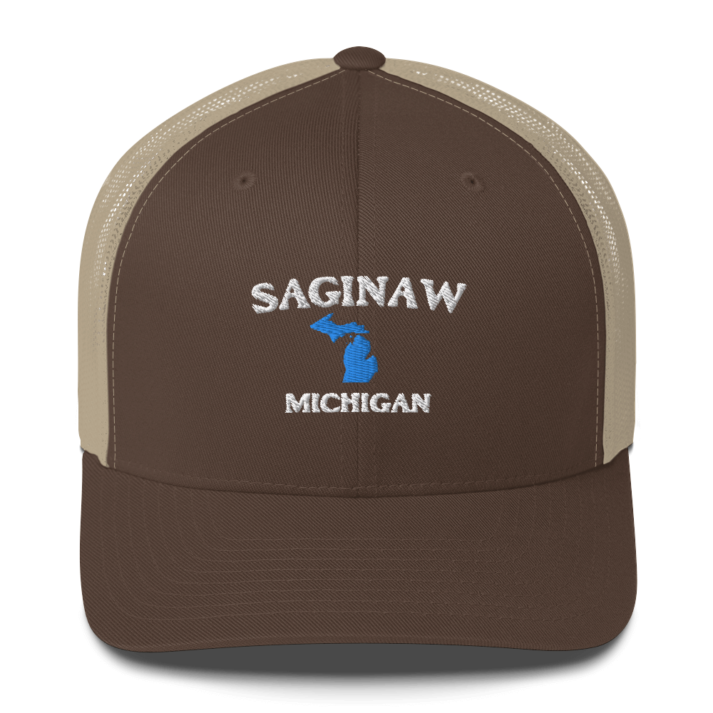 'Saginaw Michigan' Trucker Hat (w/ Michigan Outline)