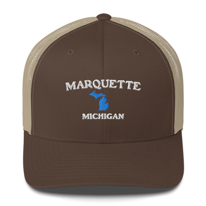 'Marquette Michigan' Trucker Hat (w/ Michigan Outline)