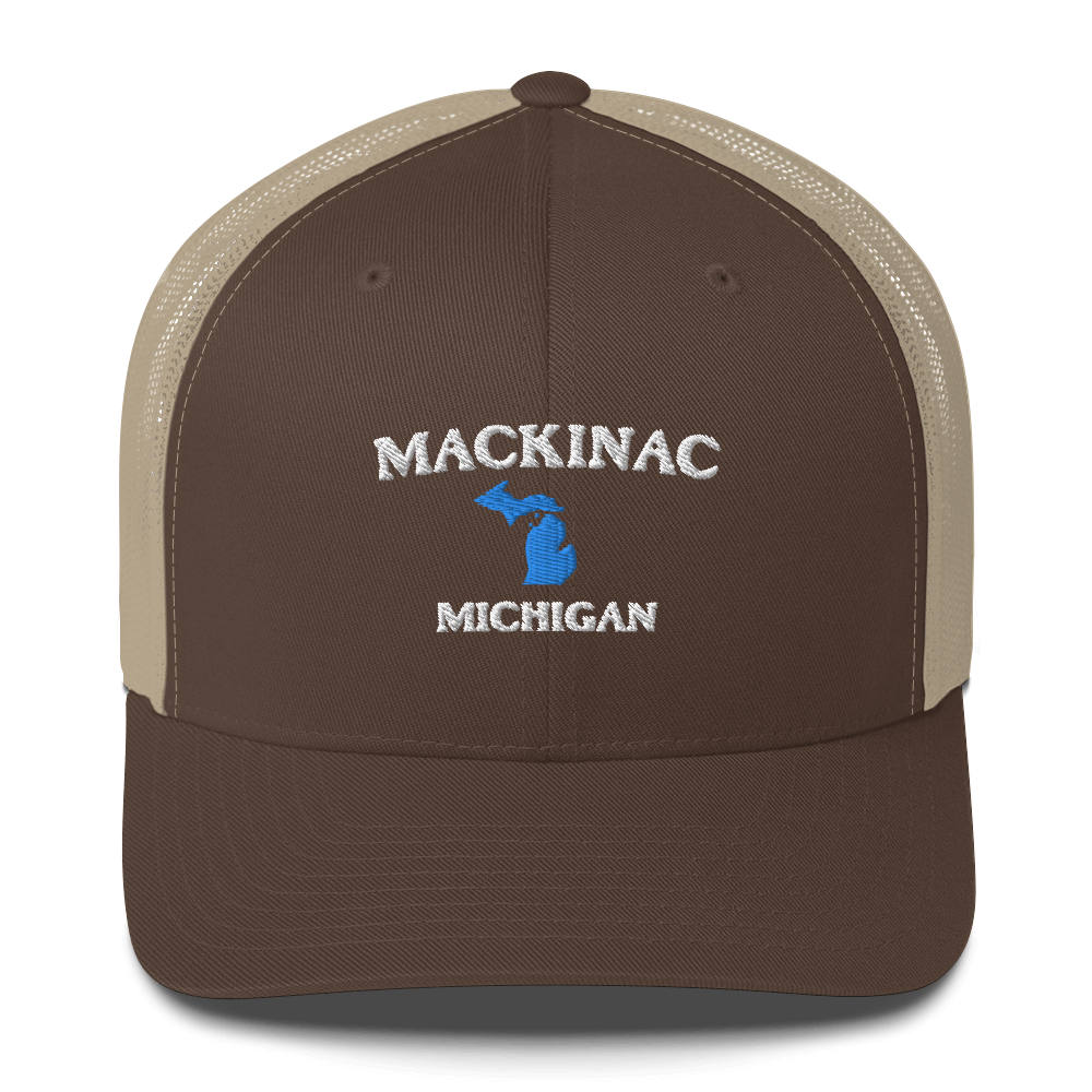 'Mackinac Michigan' Trucker Cap (w/ Michigan Outline)