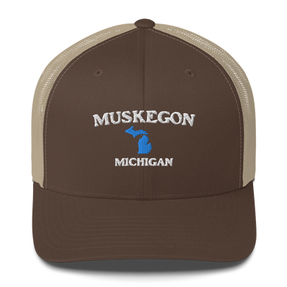 'Muskegon Michigan' Trucker Cap (w/ Michigan Outline)