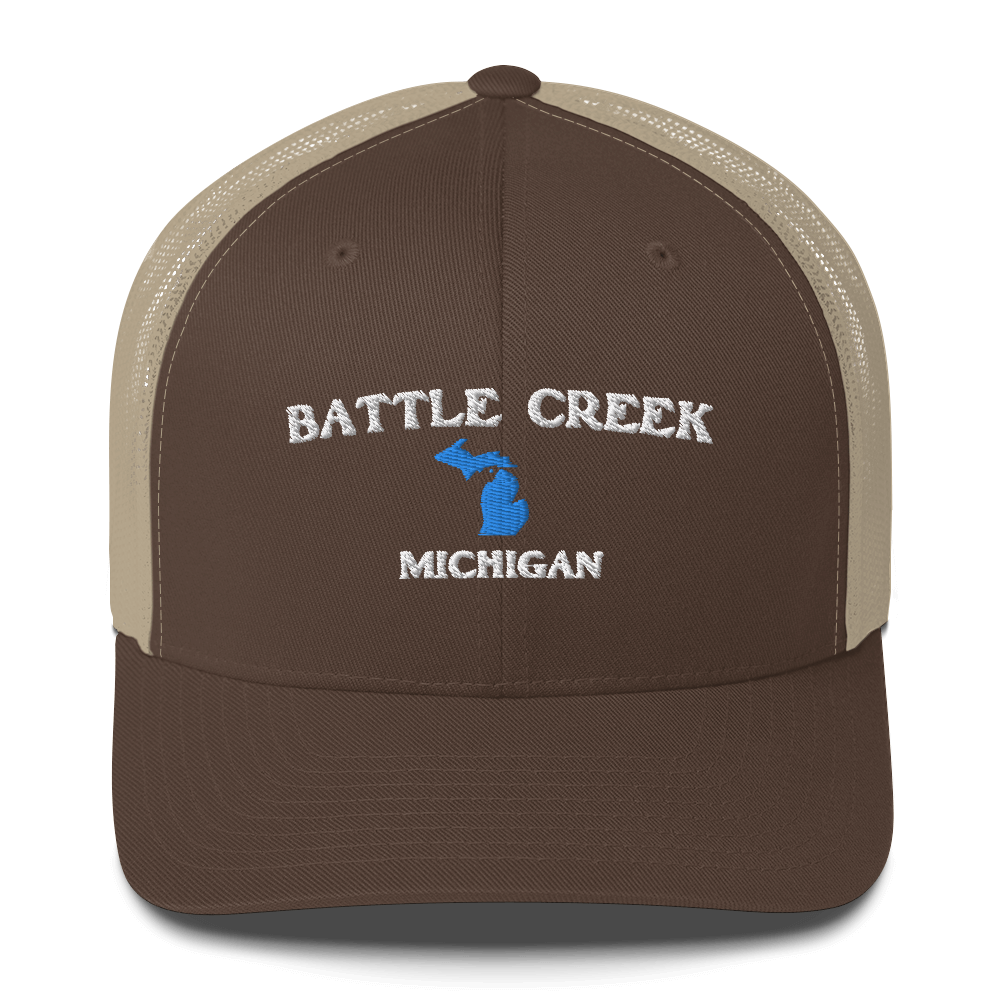 'Battle Creek Michigan' Trucker Hat (w/ Michigan Outline)