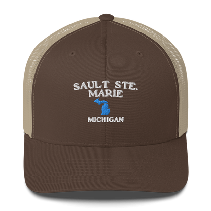 'Sault Ste. Marie' Trucker Hat (w/ Michigan Outline)