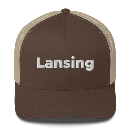 'Lansing' Trucker Hat | White/Black Embroidery