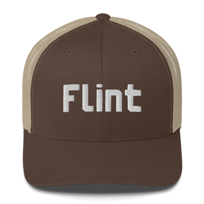 'Flint' Trucker Hat | White/Black Embroidery