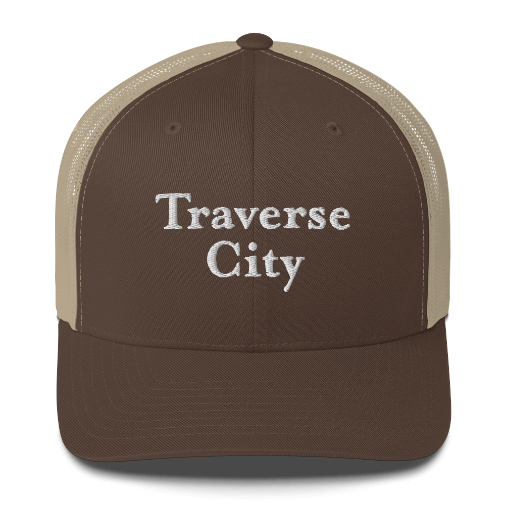 'Traverse City' Trucker Hat | White/Black Embroidery