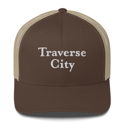 'Traverse City' Trucker Hat | White/Black Embroidery