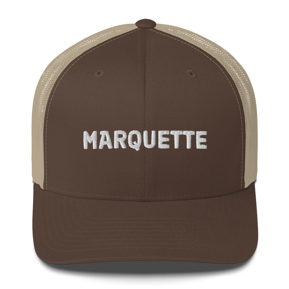 'Marquette' Trucker Hat | White/Black Embroidery