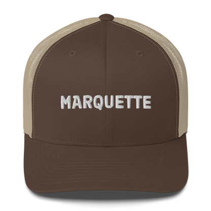 'Marquette' Trucker Hat | White/Black Embroidery