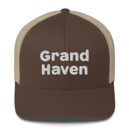 'Grand Haven' Trucker Hat | White/Black Embroidery