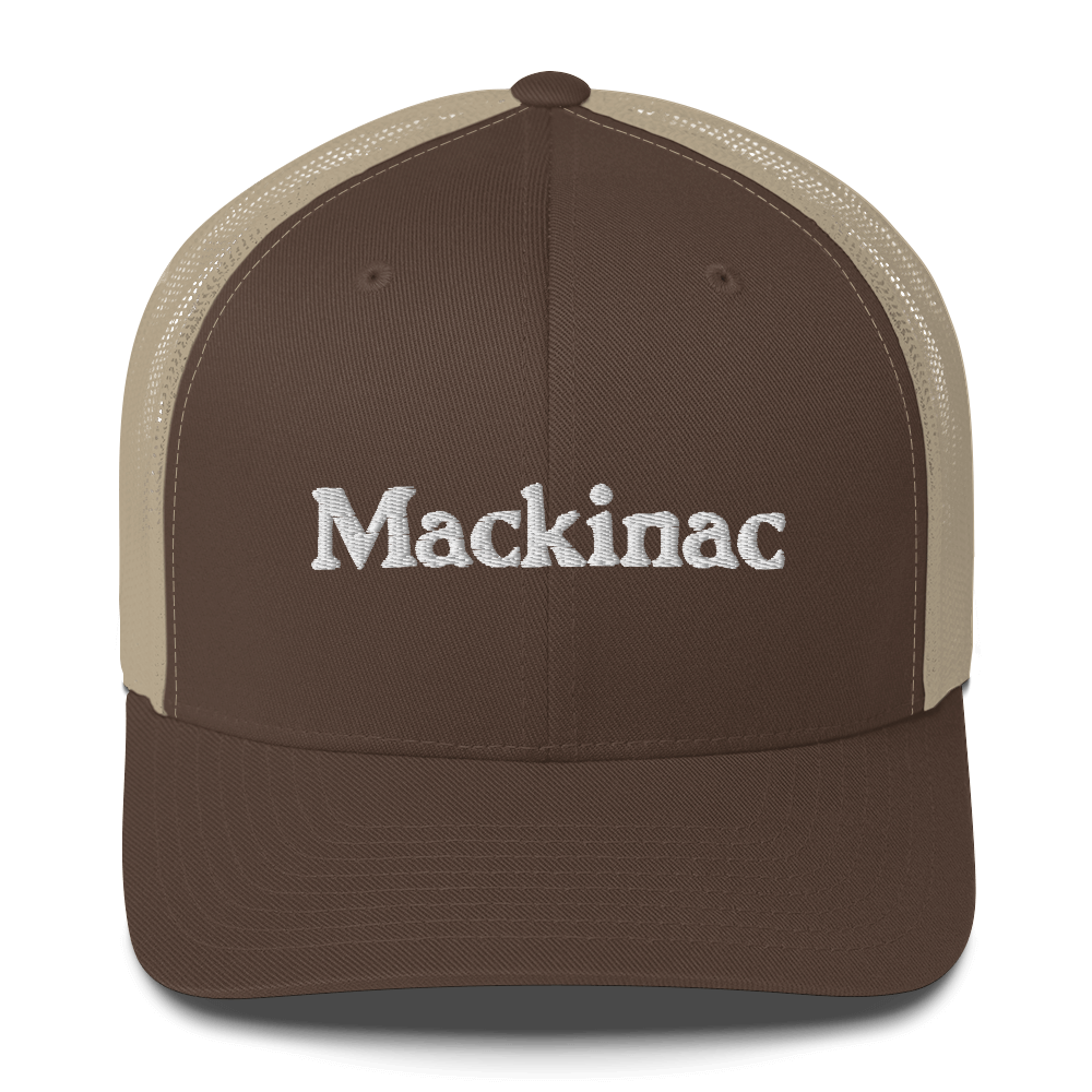 'Mackinac' Trucker Hat | White/Black Embroidery