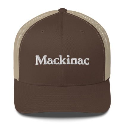 'Mackinac' Trucker Hat | White/Black Embroidery