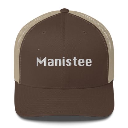 'Manistee' Trucker Hat | White/Black Embroidery