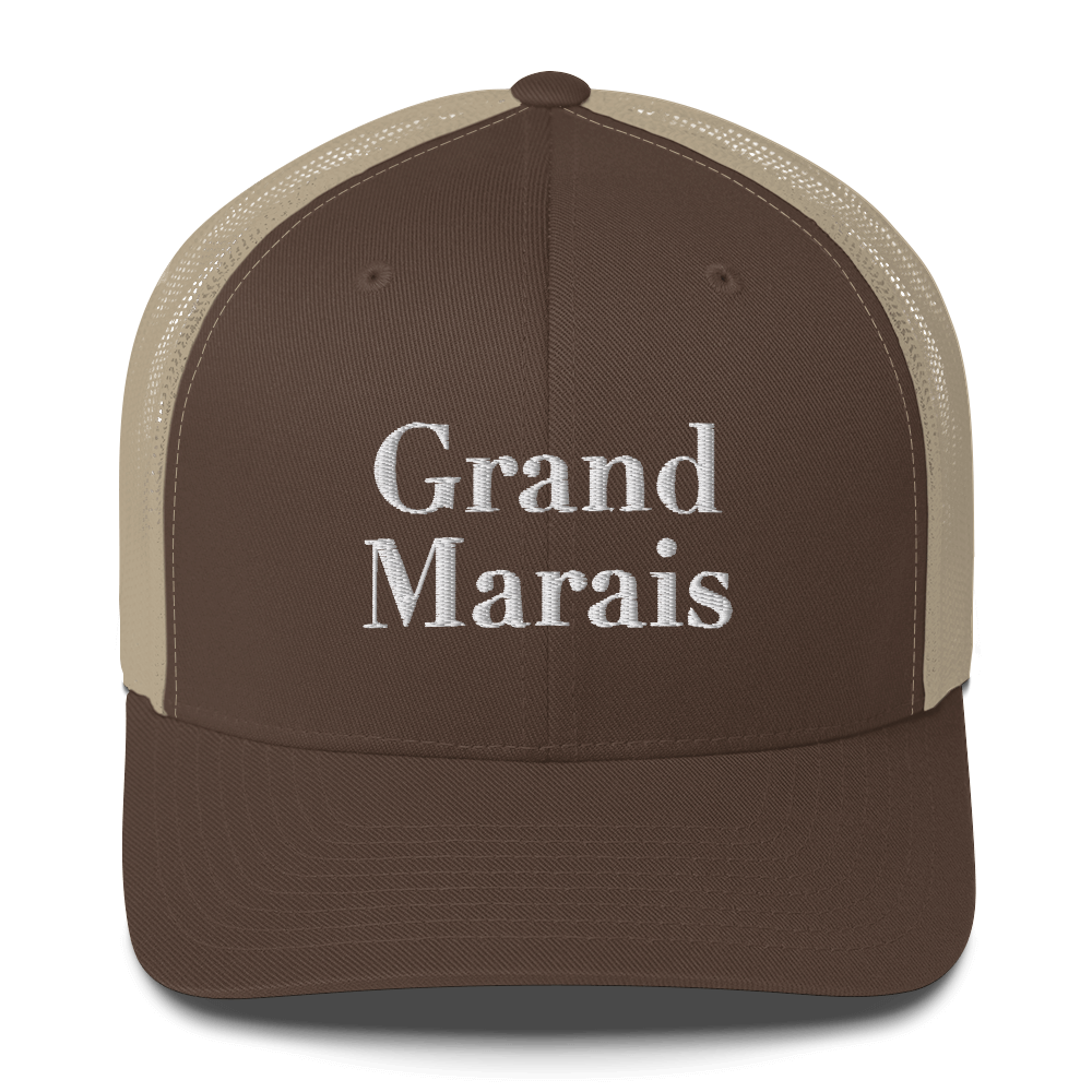 'Grand Marais' Trucker Hat | White/Black Embroidery