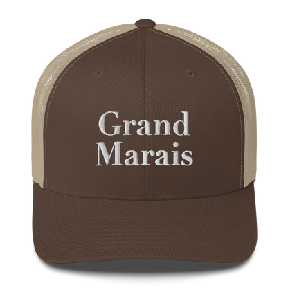 'Grand Marais' Trucker Hat | White/Black Embroidery