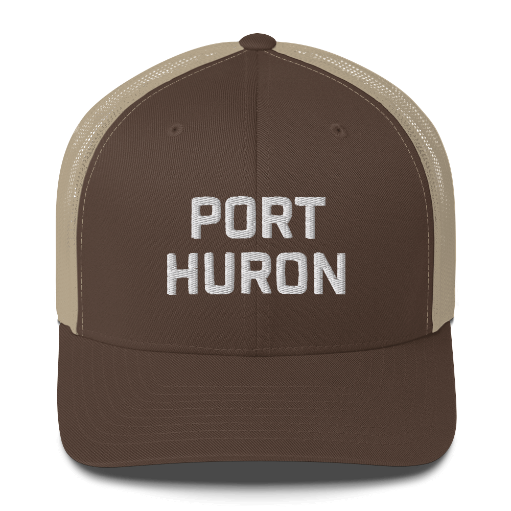 'Port Huron' Trucker Hat | White/Black Embroidery