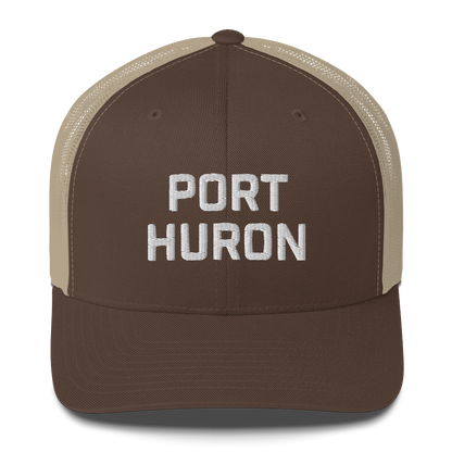 'Port Huron' Trucker Hat | White/Black Embroidery