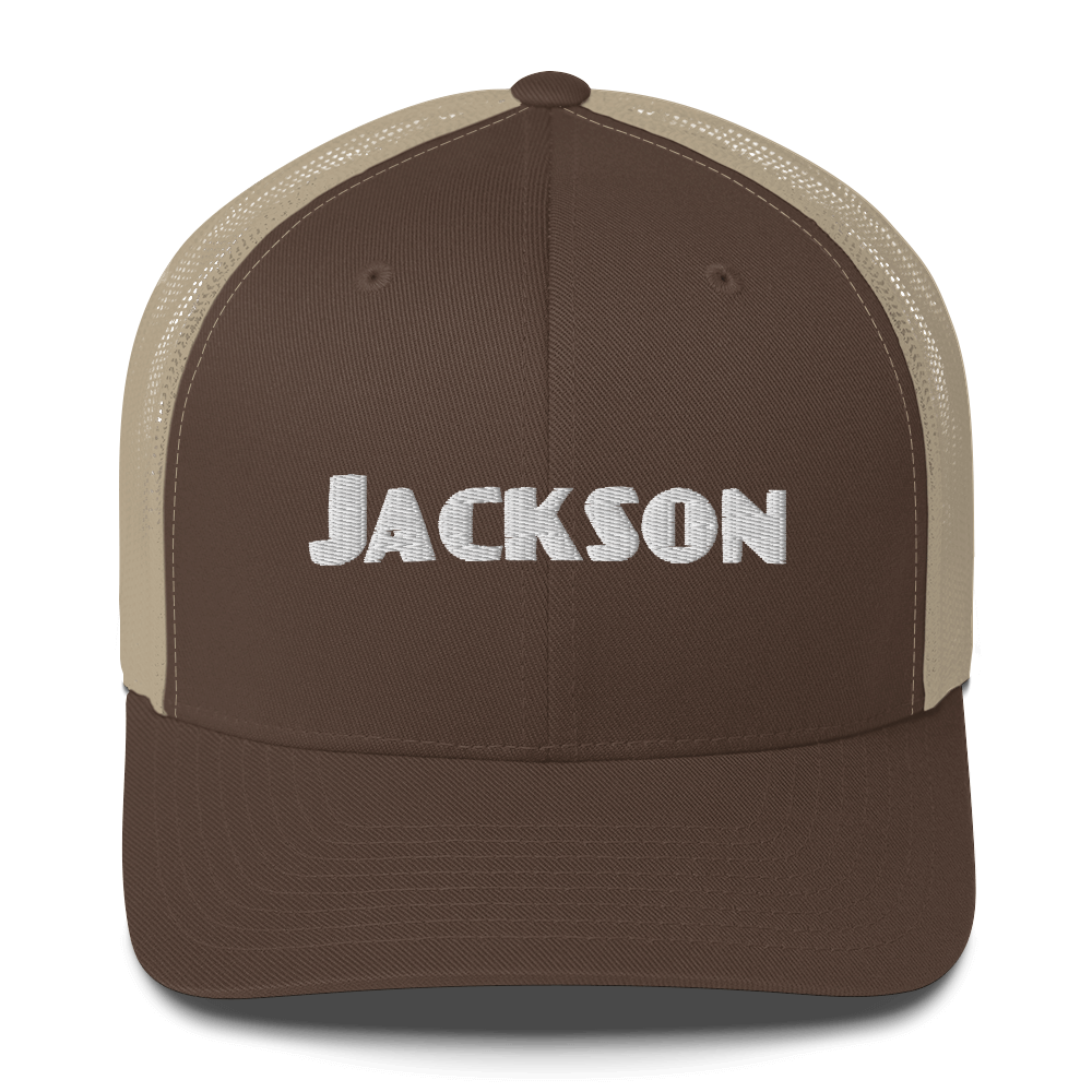 'Jackson' Trucker Cap | White/Black Embroidery