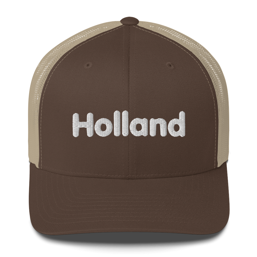 'Holland' Trucker Hat | White/Orange Embroidery