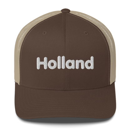 'Holland' Trucker Hat | White/Orange Embroidery