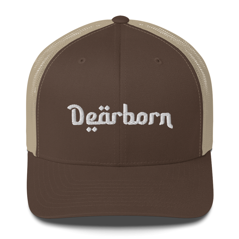 'Dearborn' Trucker Hat | White/Black Embroidery