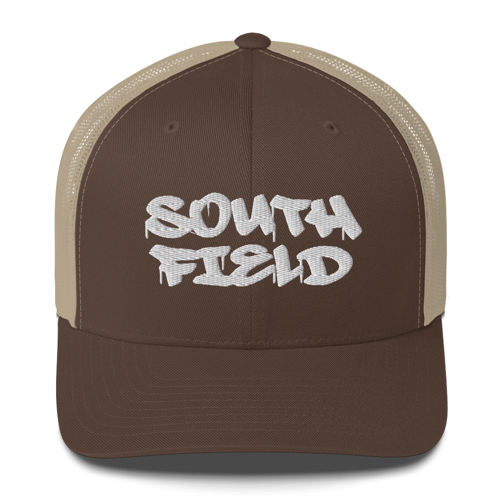 'Southfield' Trucker Hat | White/Black Embroidery