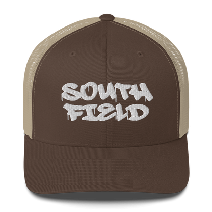 'Southfield' Trucker Hat | White/Black Embroidery