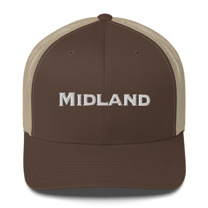 'Midland' Trucker Hat | White/Red Embroidery