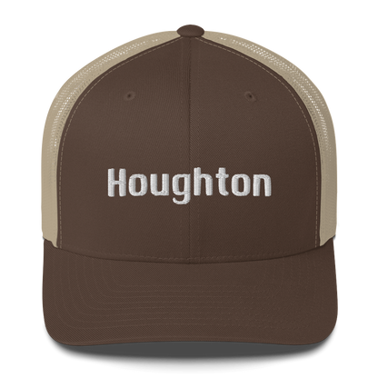 'Houghton' Trucker Hat | White/Black Embroidery