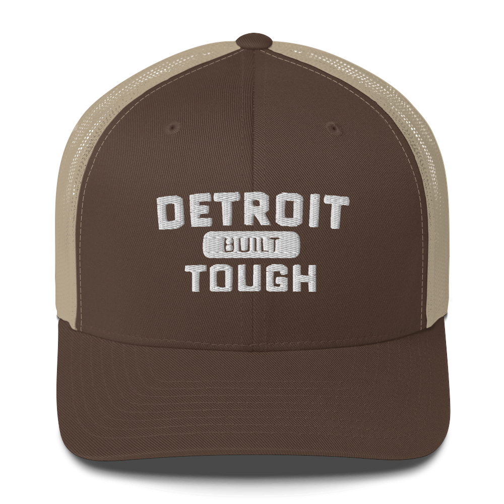 'Built Detroit Tough' Trucker Hat | White/Black Embroidery