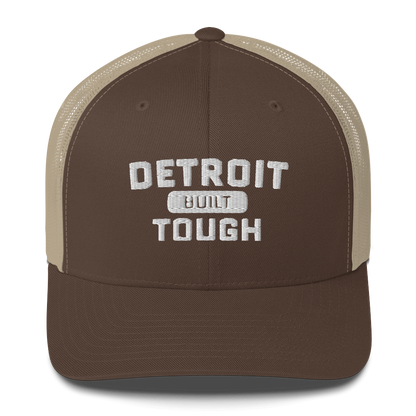 'Built Detroit Tough' Trucker Hat | White/Black Embroidery