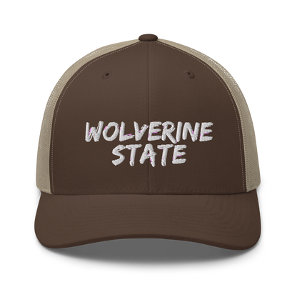 Michigan 'Wolverine State' Trucker Hat (Angry Brush Font)