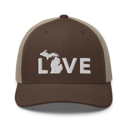 Michigan 'Love' Trucker Hat (Geometric Sans Font)