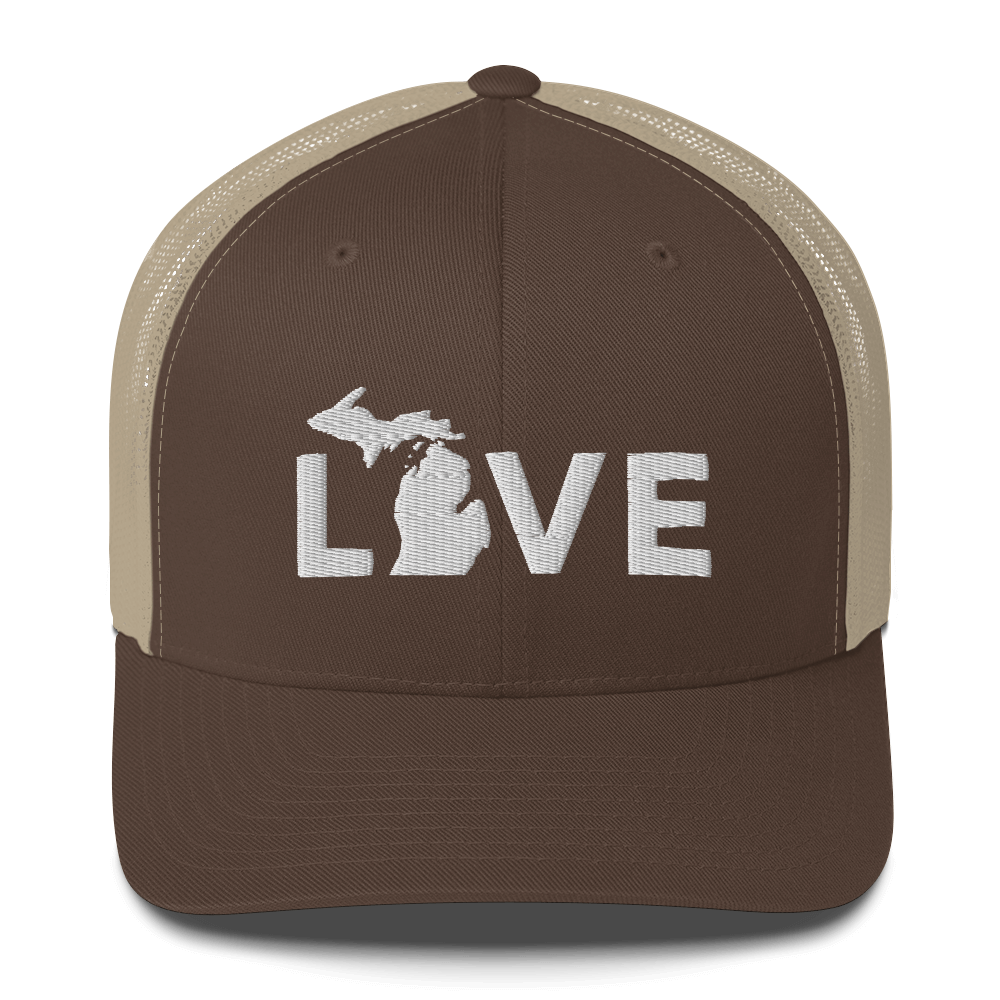 Michigan 'Love' Trucker Hat (Geometric Sans Font)