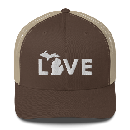 Michigan 'Love' Trucker Hat (Geometric Sans Font)