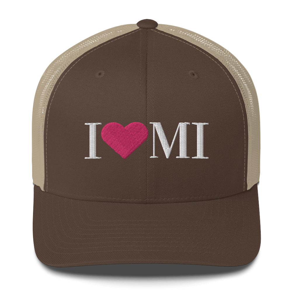 Michigan 'I ❤️ MI' Trucker Hat (Didone Font)