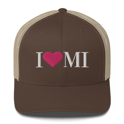 Michigan 'I ❤️ MI' Trucker Hat (Didone Font)