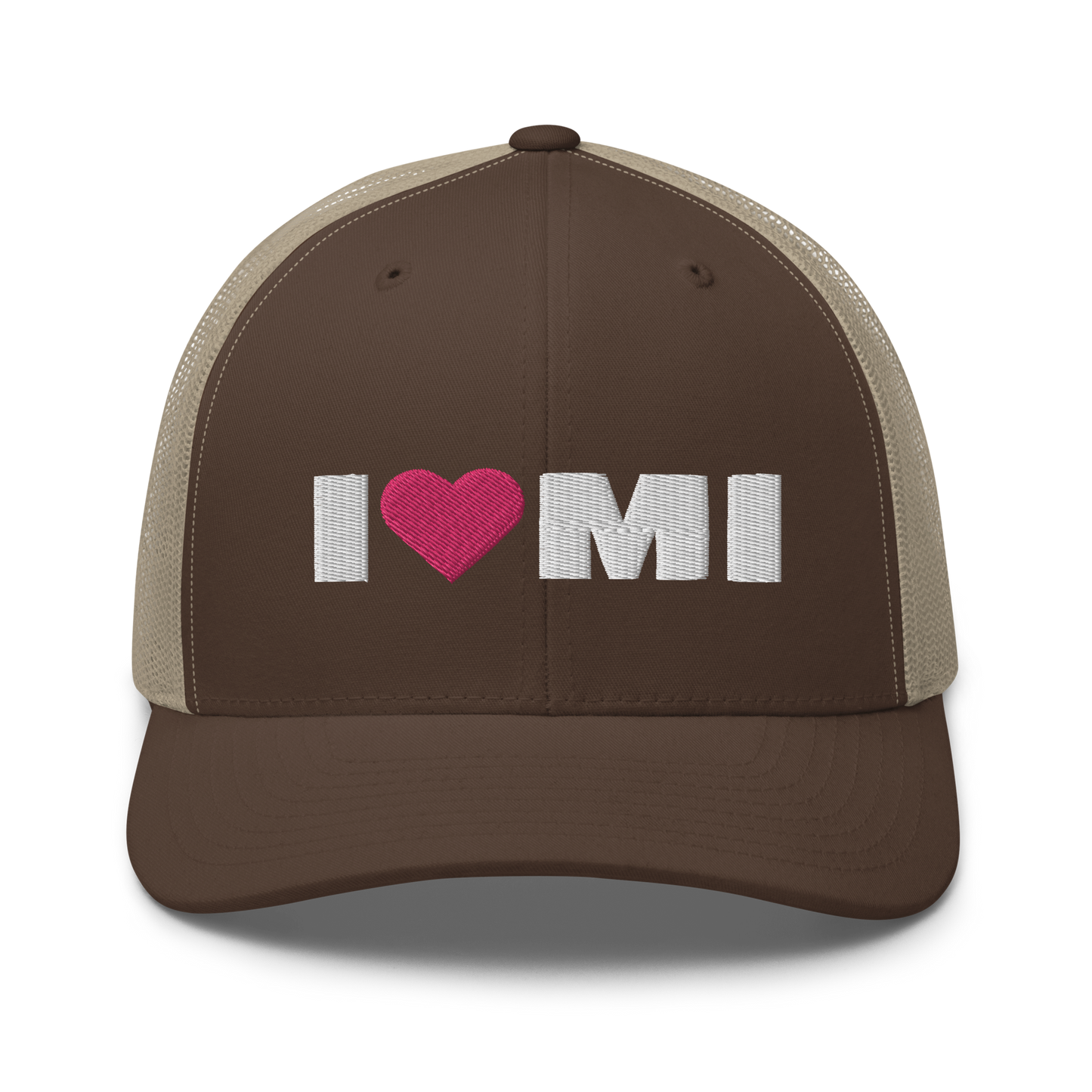 Michigan 'I ❤️ MI' Trucker Hat (French Olive Font)