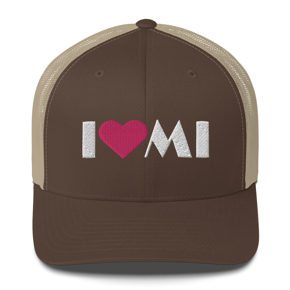 Michigan 'I ❤️ MI' Trucker Hat (Art Deco Font)