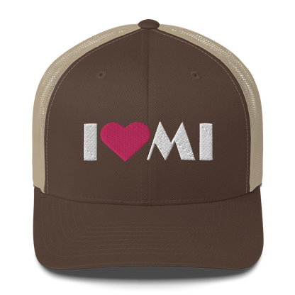 Michigan 'I ❤️ MI' Trucker Hat (Art Deco Font)