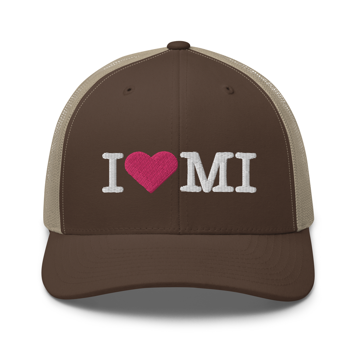 Michigan 'I ❤️ MI' Trucker Hat (Typewriter Font)