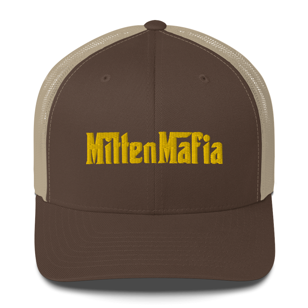 Michigan 'MittenMafia' Trucker Hat (Gangster Font) | Gold Embroidery