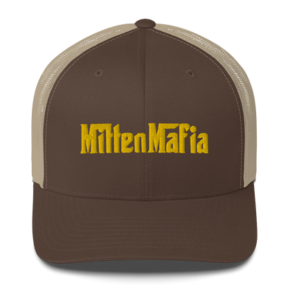 Michigan 'MittenMafia' Trucker Hat (Gangster Font) | Gold Embroidery