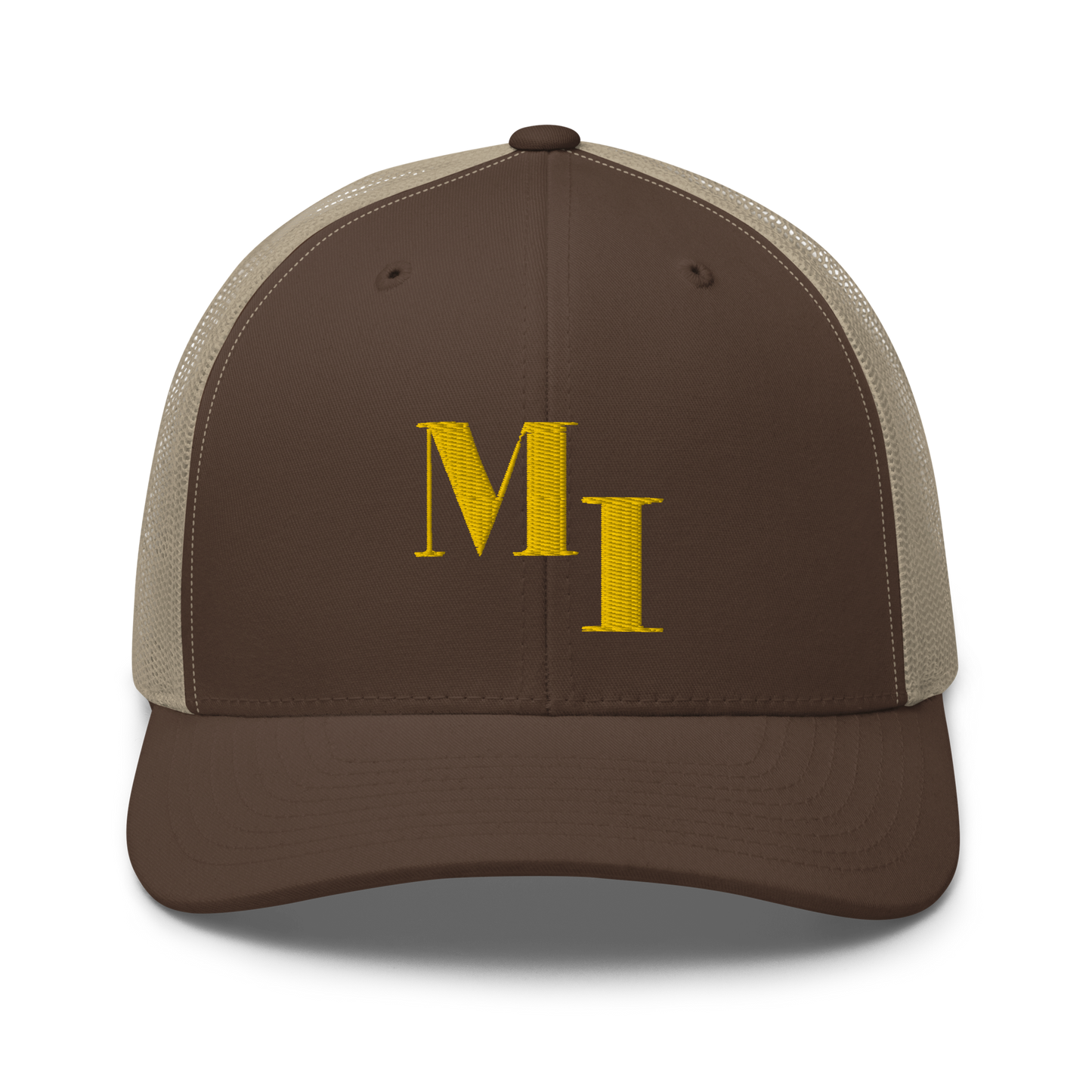 Michigan 'MI' Trucker Hat (Didone Logotype) | Gold Embroidery