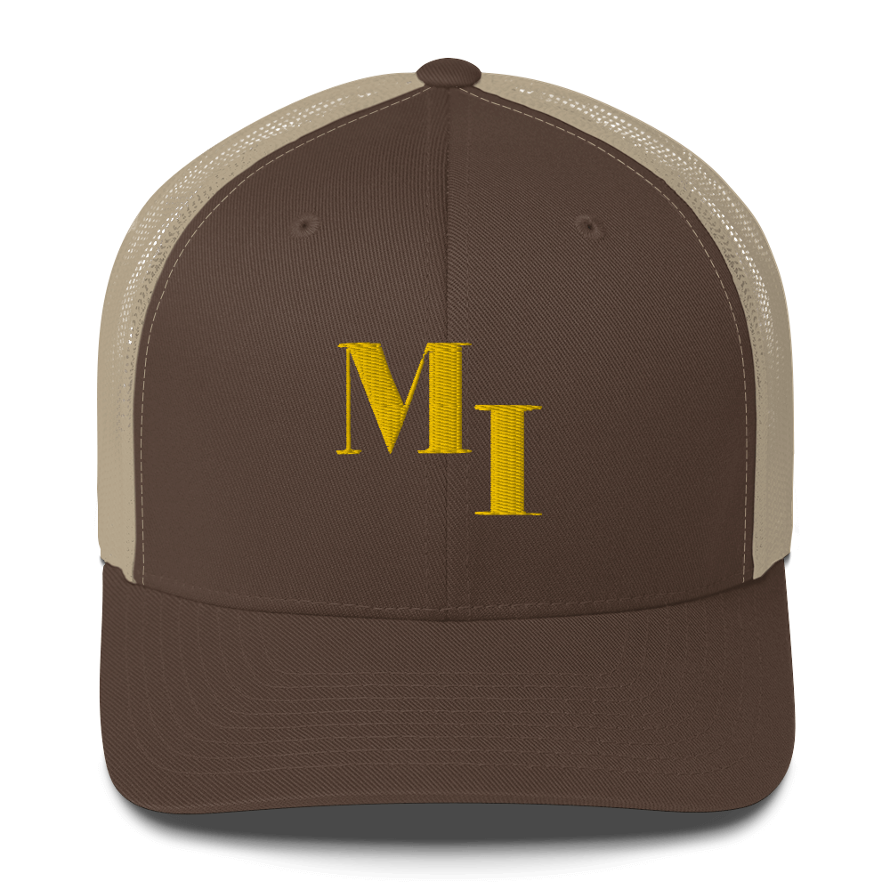 Michigan 'MI' Trucker Hat (Didone Logotype) | Gold Embroidery