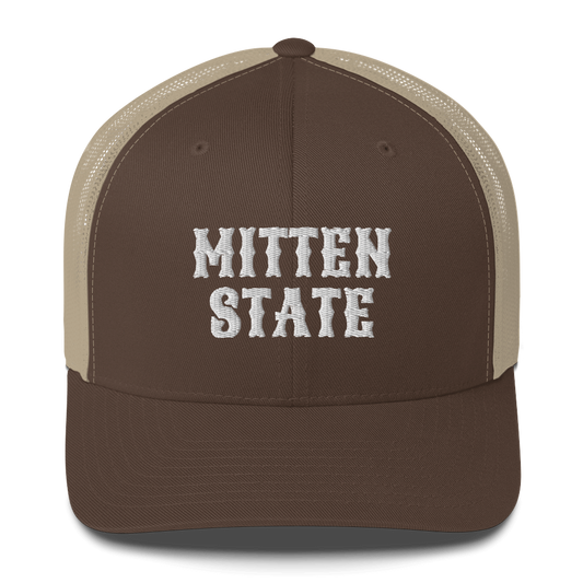 Michigan 'Mitten State' Trucker Hat (Western Font)