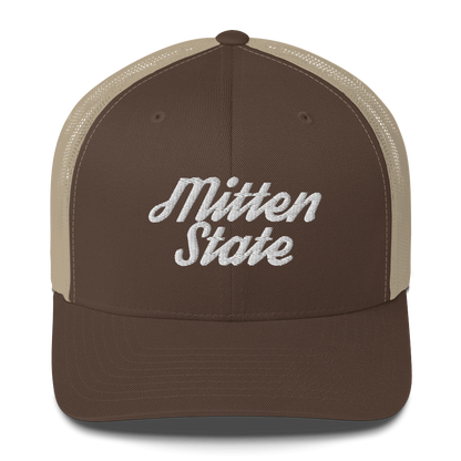 Michigan 'Mitten State' Trucker Hat (Script Font)