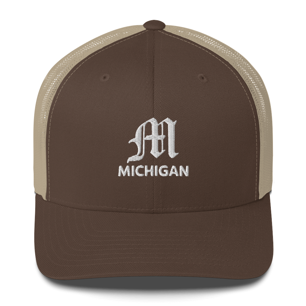 'Michigan' Trucker Hat (w/ Old English 'M')